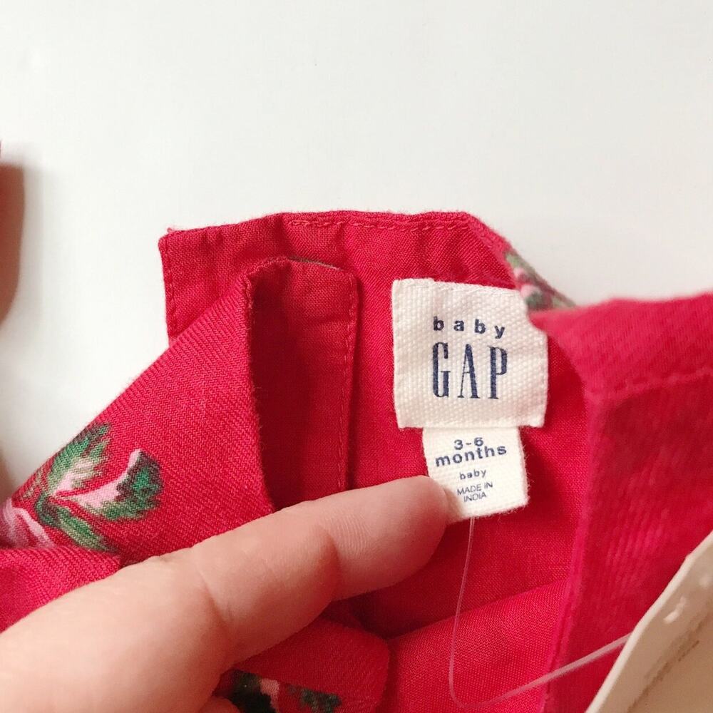 NWT Gap 100% Cotton Red Rose Dress w/Onesie 3-6M - Picture 4 of 7